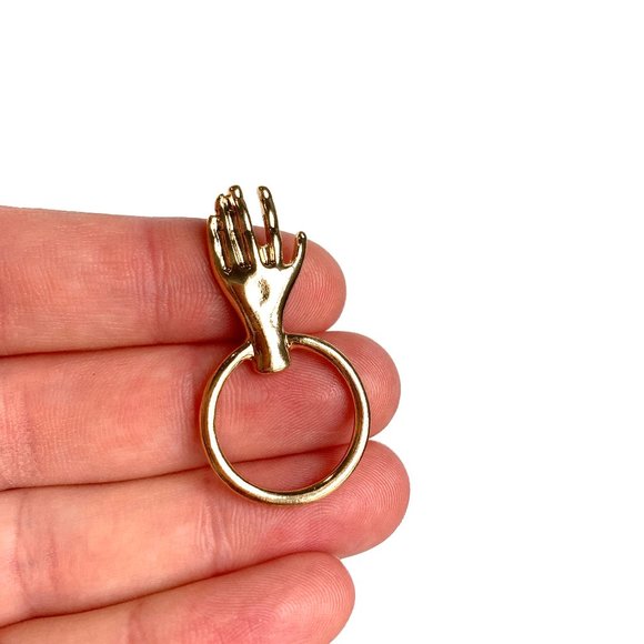 NEW~ Anthropologie Hand & Hoop Gold Earrings - Picture 4 of 6